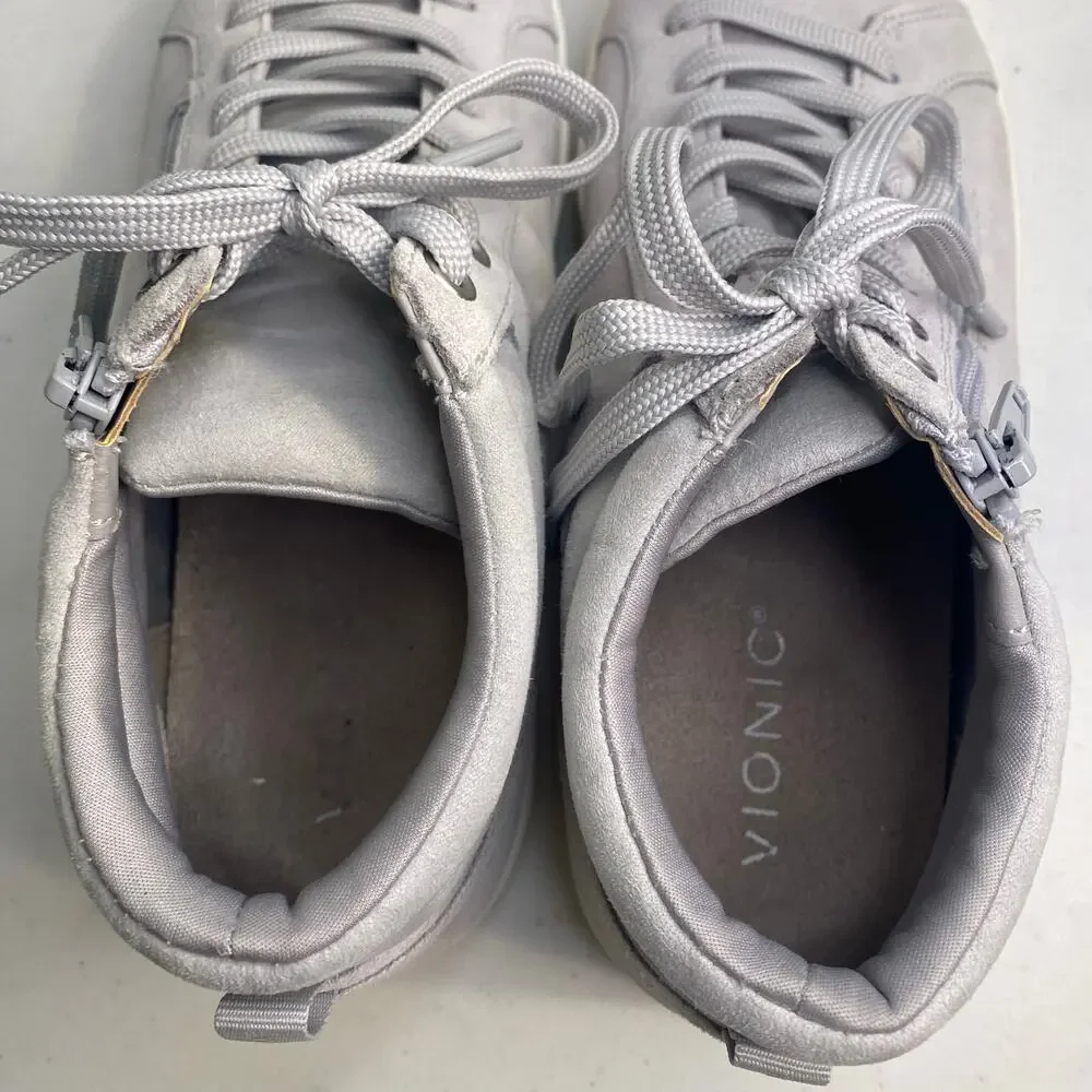 Vionic Womens Rosemont Suede Gray Casual Fashion High Top Sneakers Size 8.5